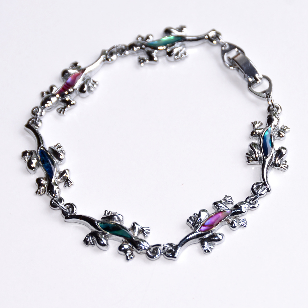 Silver tone gecko bracelet